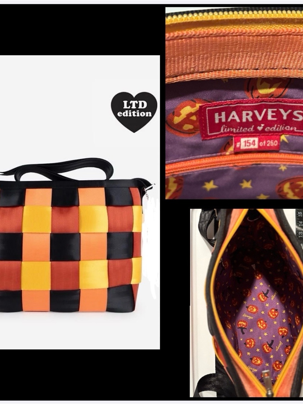Harveys Seatbelt Limited Edition #154 Jack-O-Lantern Crossbody Messenger Bag